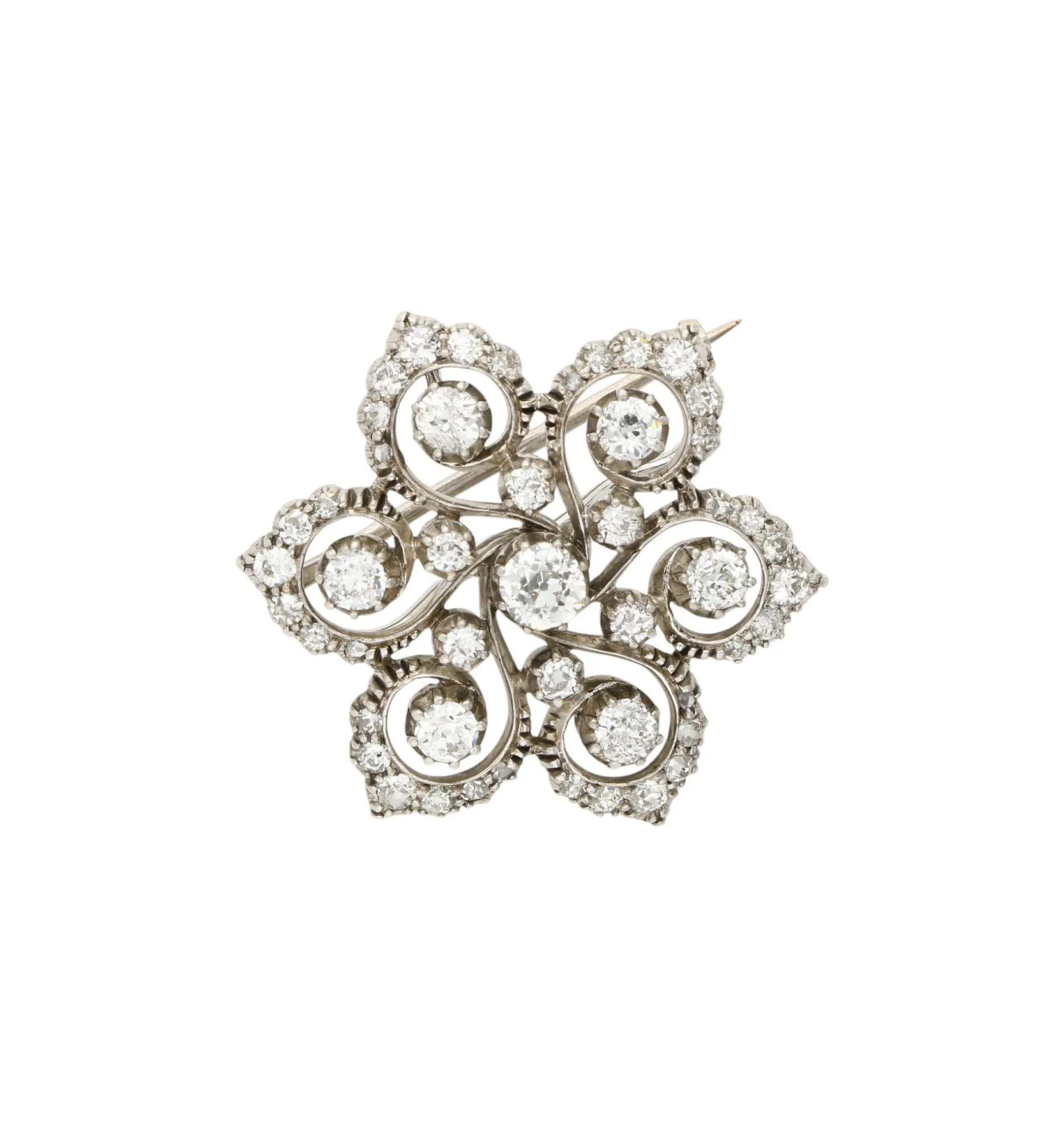 Old cut diamond brooch