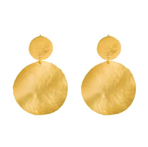 Olivia - Gold hammered metal disc earrings