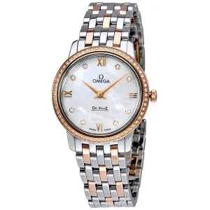 Omega De Ville Perstige Mother of Peal Diamond Dial Ladies Watch 42425276055002 424.25.27.60.55.002