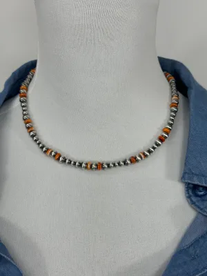 Orange Spiny & Pearl Necklace