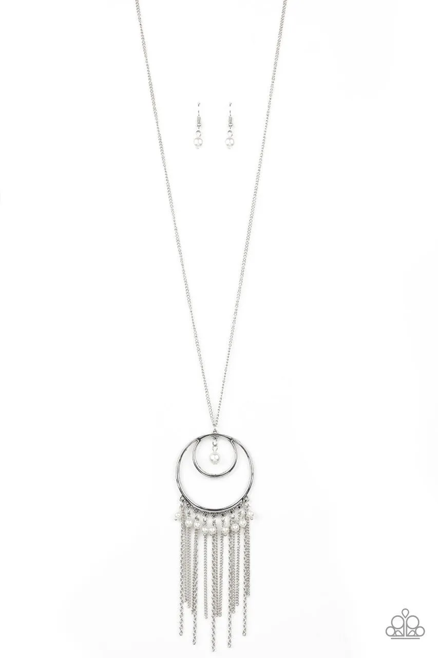 Out of Bounds Shimmer White Paparazzi Necklace