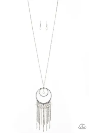 Out of Bounds Shimmer White Paparazzi Necklace
