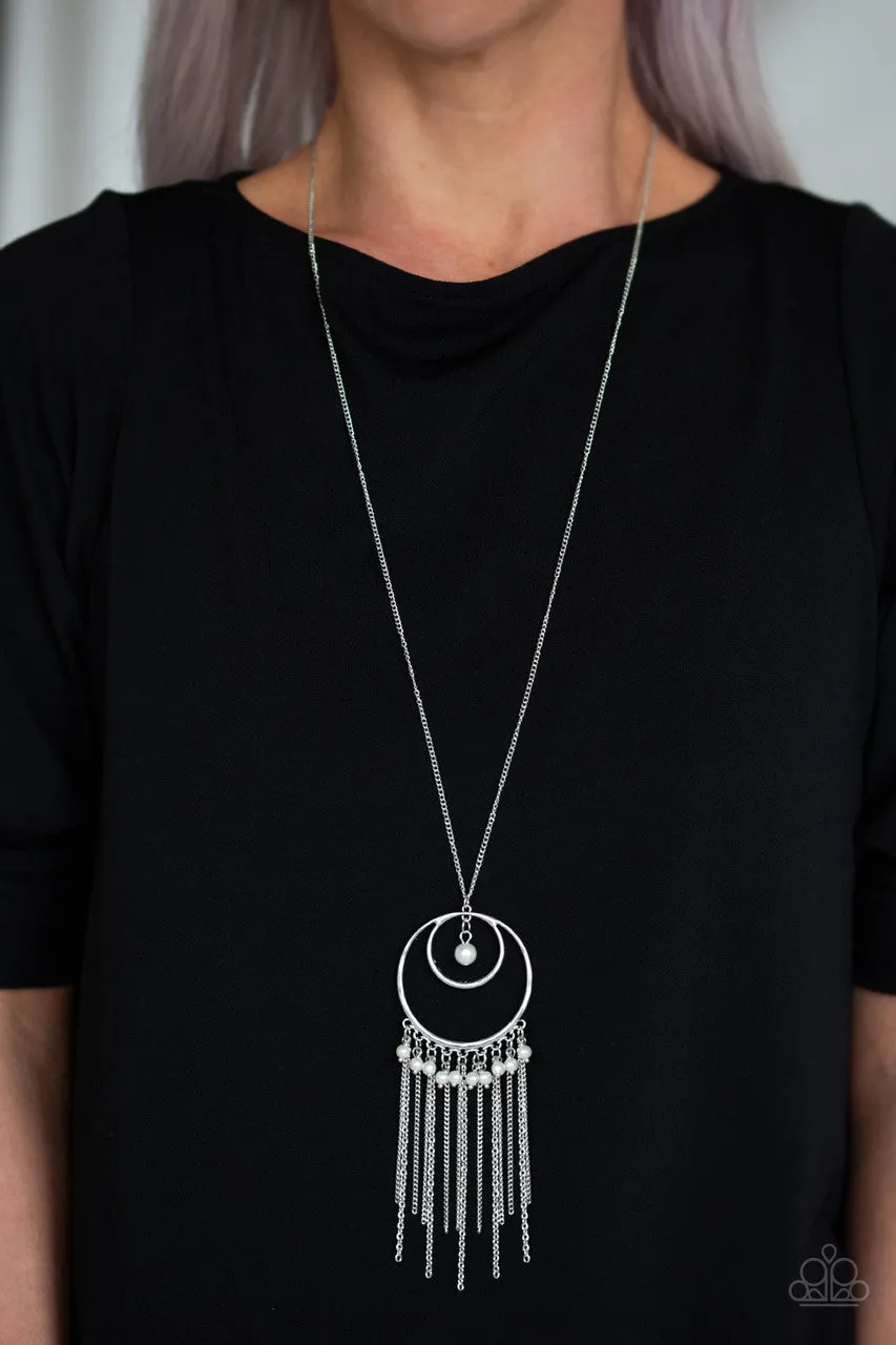 Out of Bounds Shimmer White Paparazzi Necklace