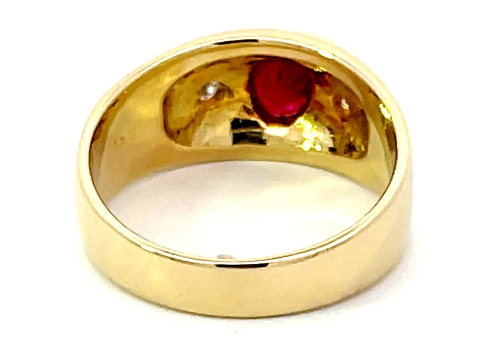 Oval Burma Red Ruby and Diamond Ring 18k Yellow Gold