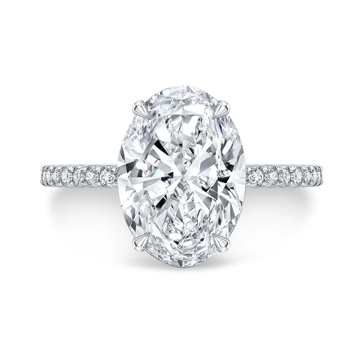 Oval Cut Diamond Engagement Ring Mounting - Petite Hidden Halo