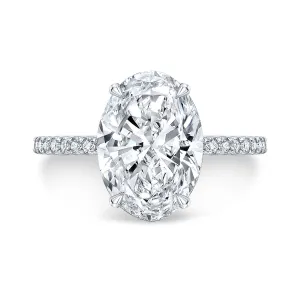 Oval Cut Diamond Engagement Ring Mounting - Petite Hidden Halo