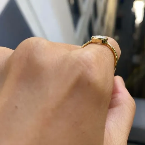 Oval Rose Cut Diamond Equilibrium Ring