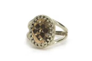 Oval Smoky Quartz 925 Silver Rings
