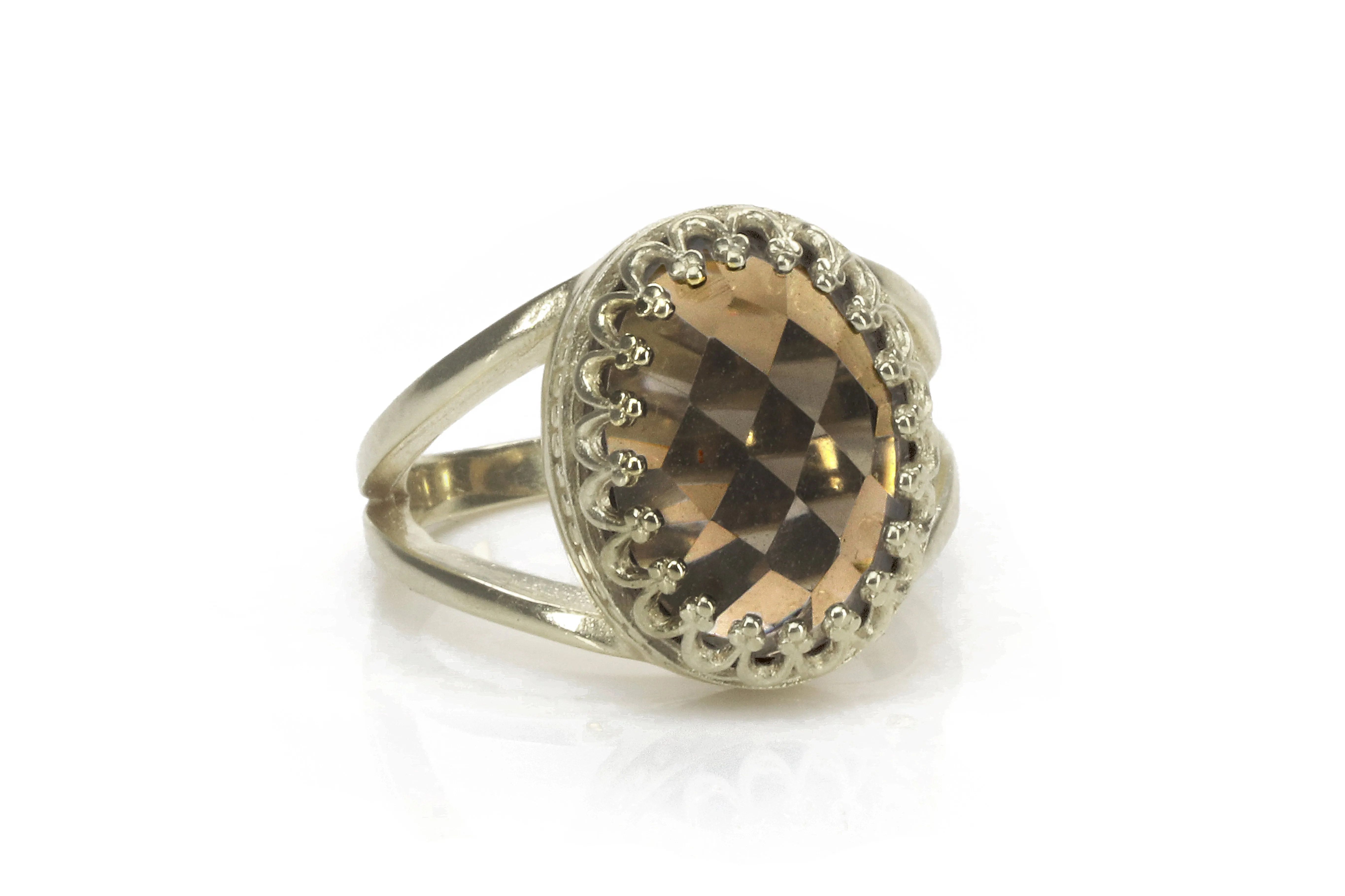 Oval Smoky Quartz 925 Silver Rings