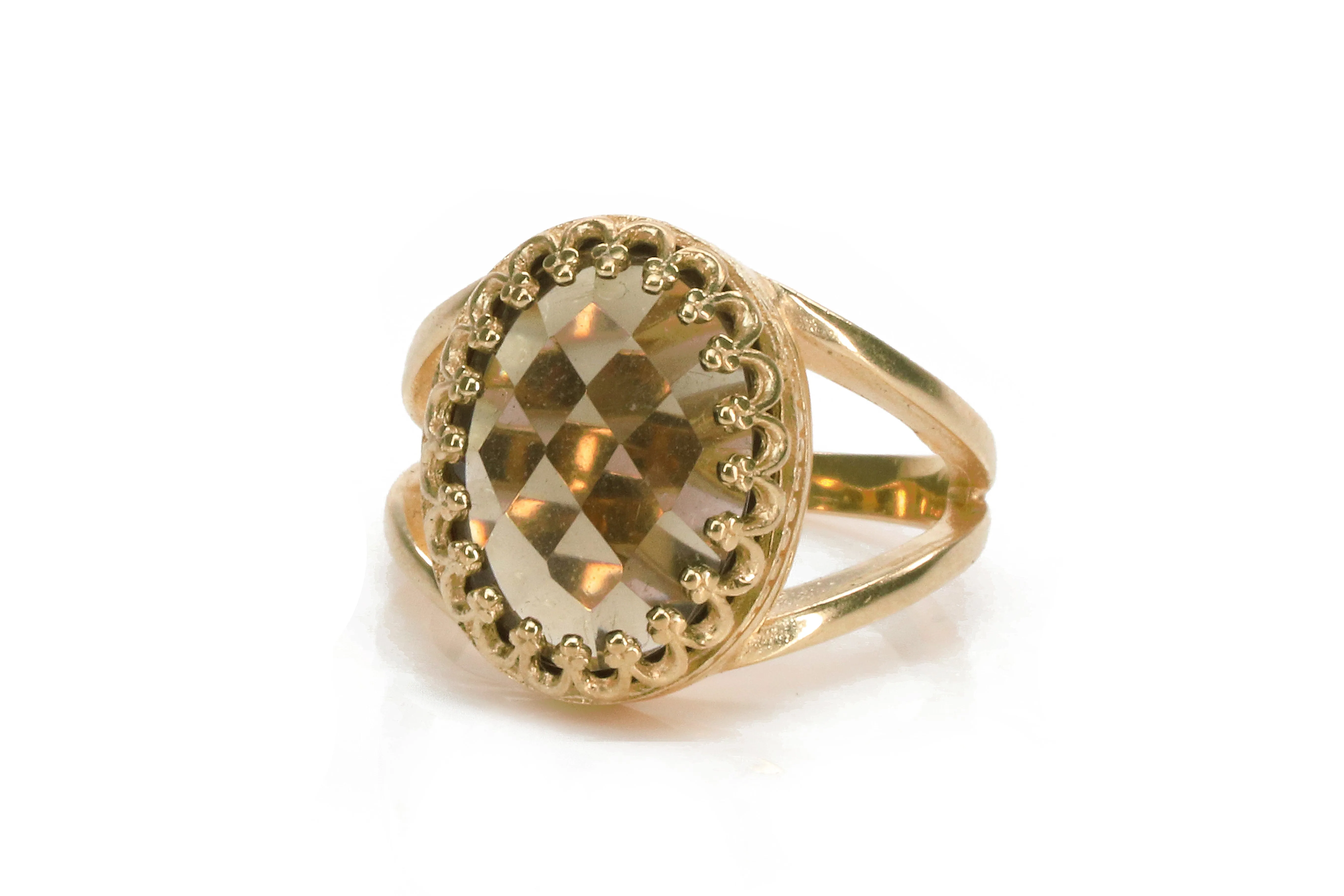 Oval Smoky Quartz 925 Silver Rings