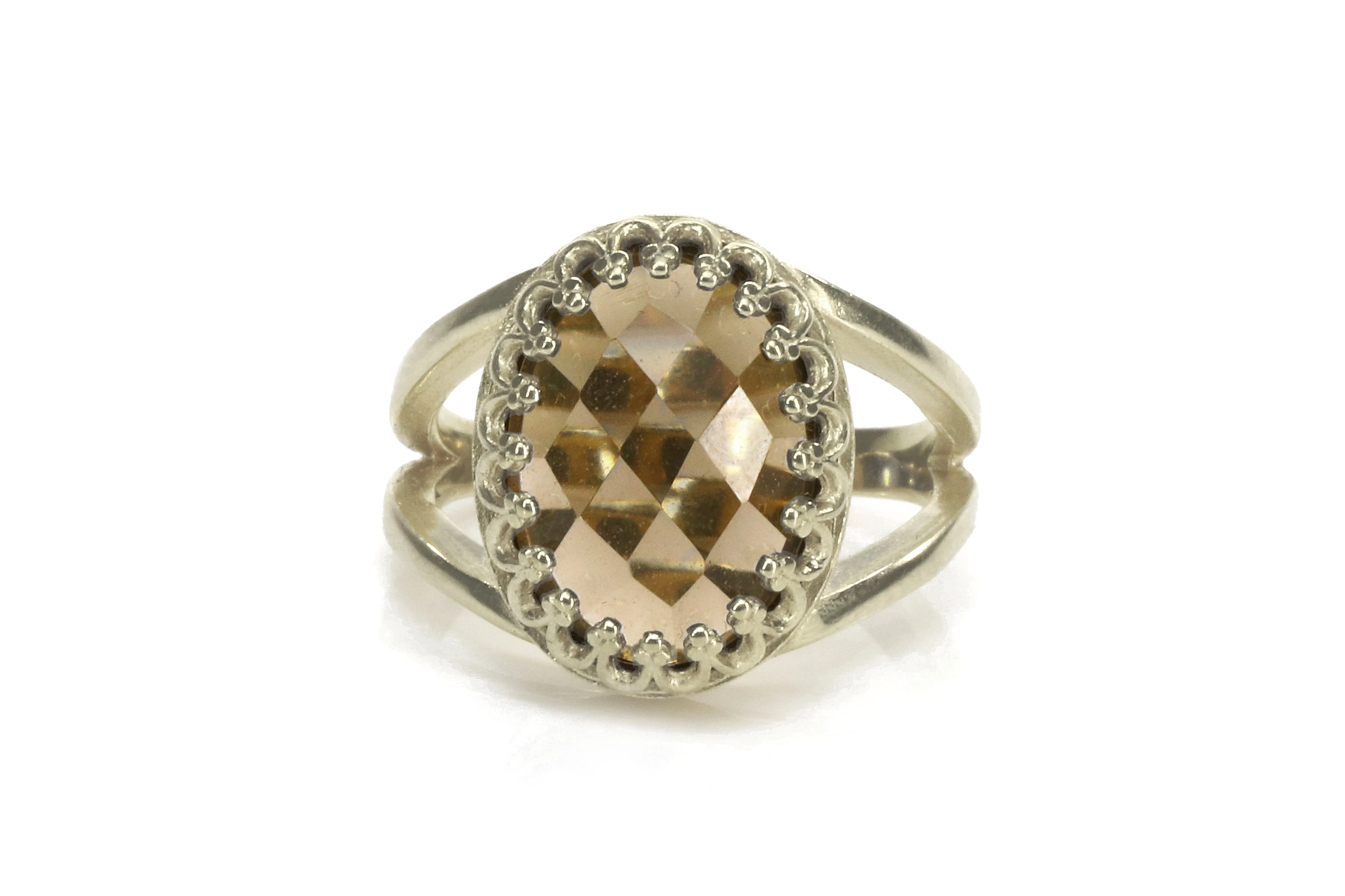 Oval Smoky Quartz 925 Silver Rings