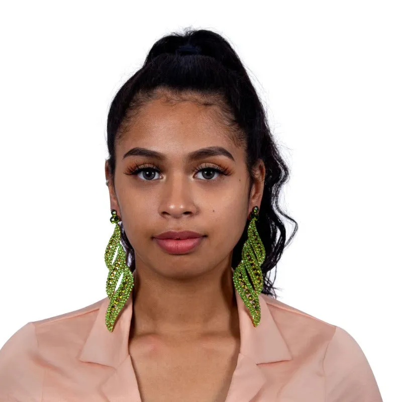 PALM BEACH GREEN RHINESTONE EARRINGS