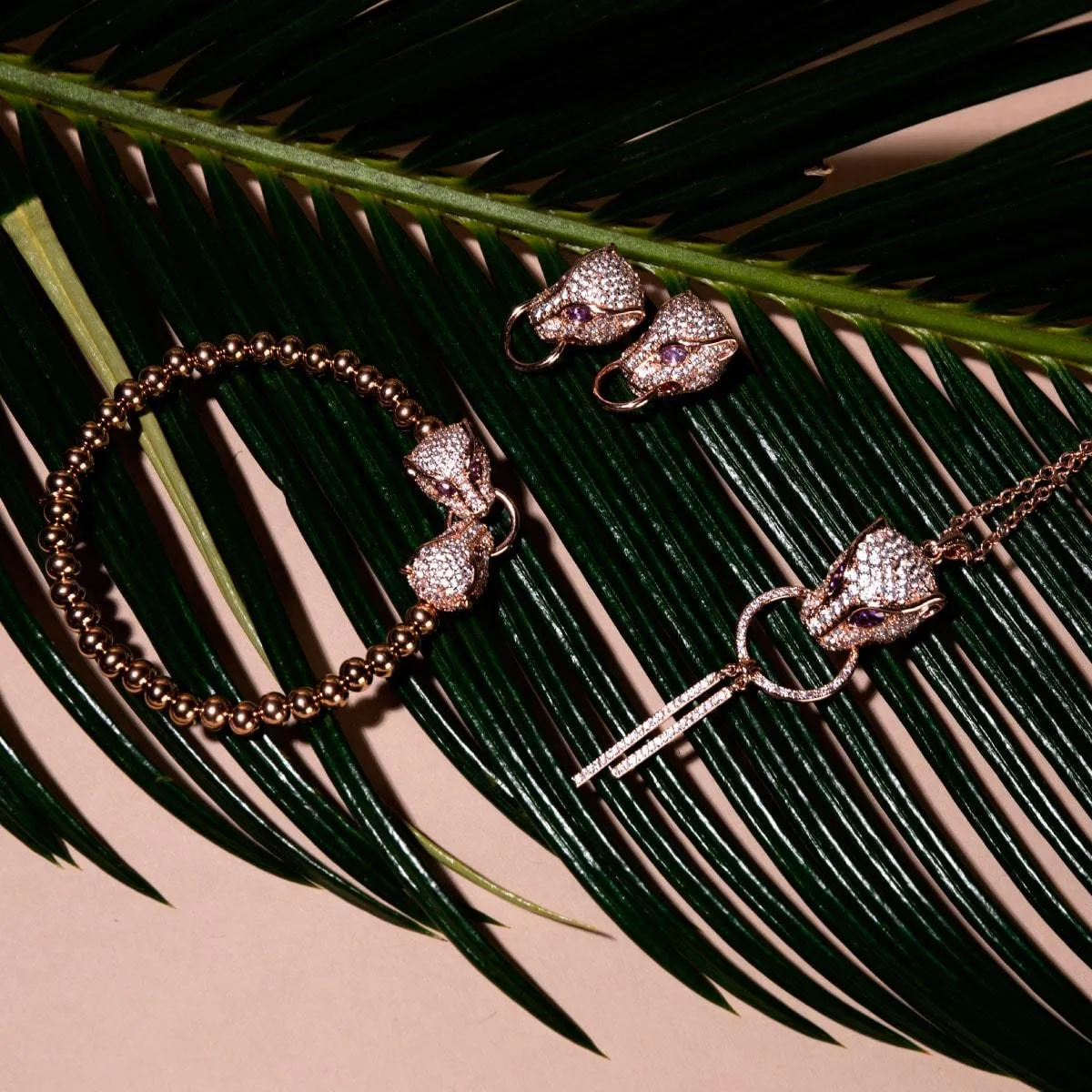 Panthera by Keysi Sayago | 18k Rose Gold | Cubic Zirconia Crystal Earrings