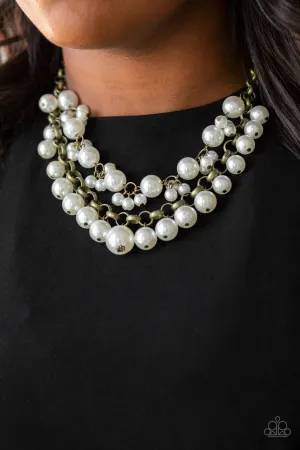 Paparazzi - BALLROOM Service - Brass and Pearl Necklace