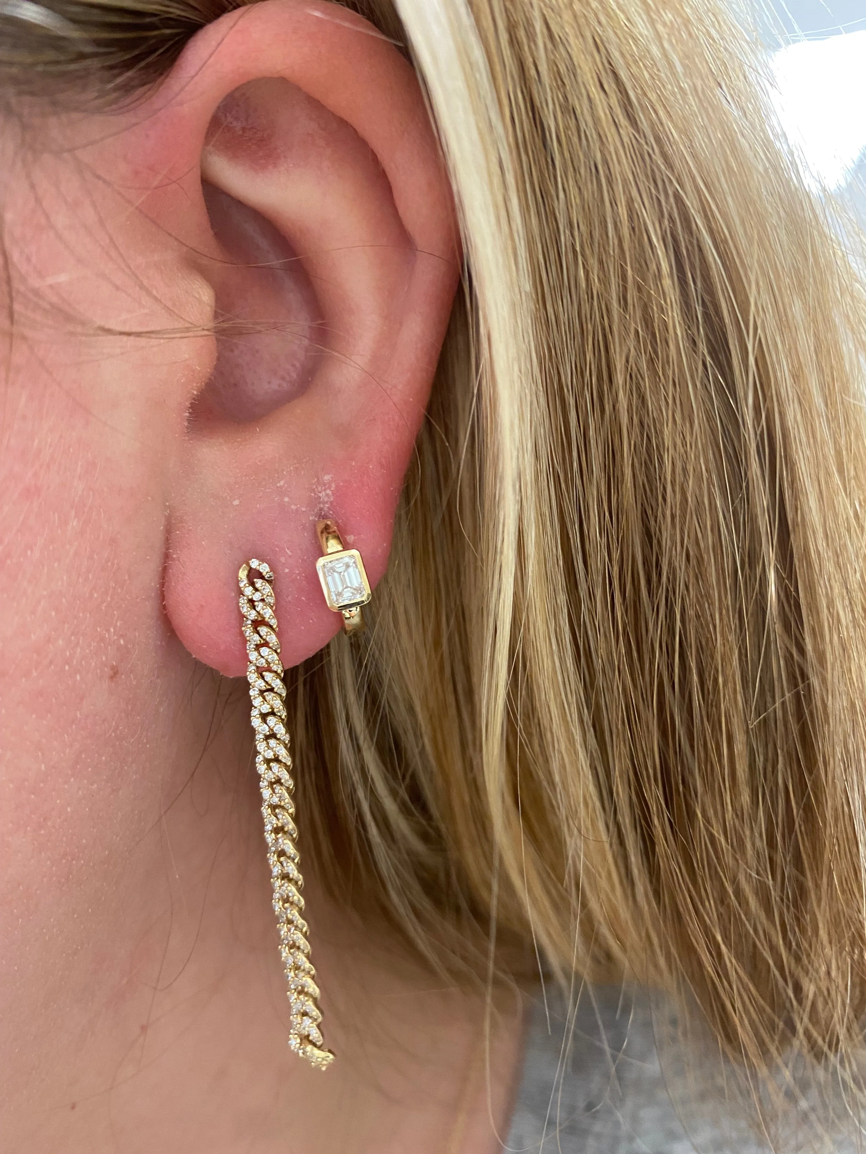 Pave Cuban Chain Dangle Earrings