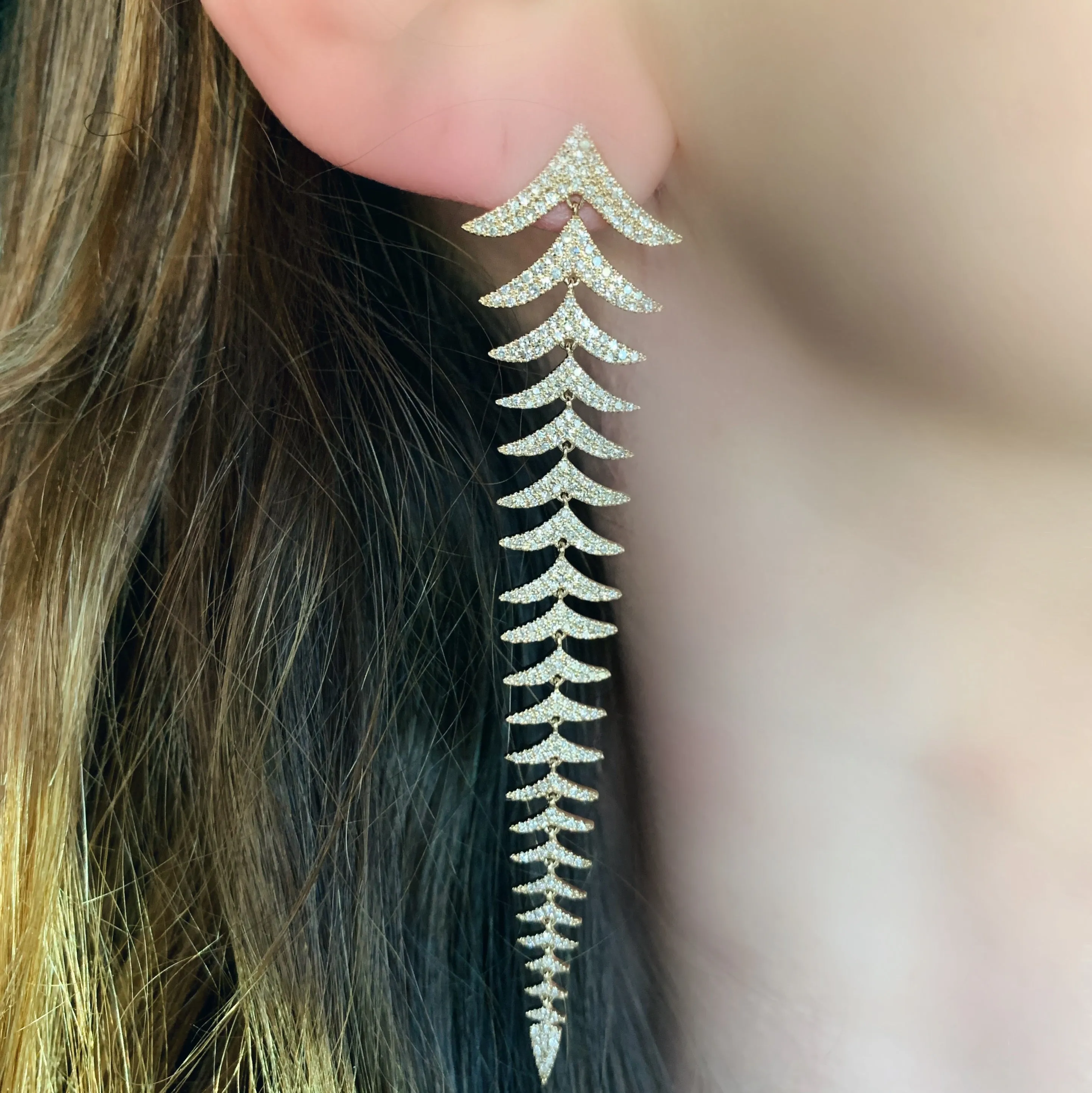 Pave Diamond Chevron Statement Earrings