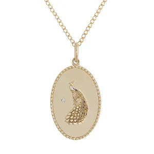 Peacock Token Necklace