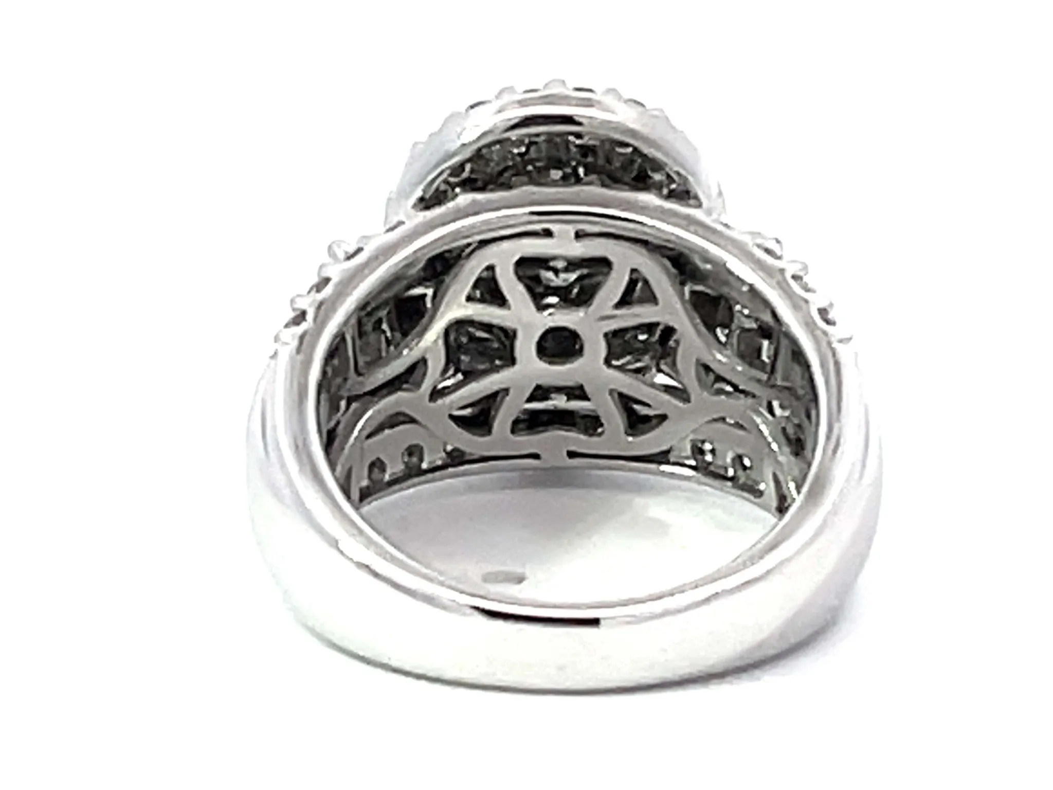 Pear Shaped Brilliant Diamond Cluster Engagement Ring 14K White Gold