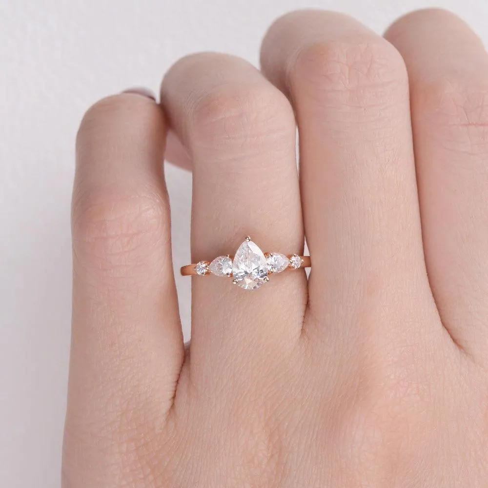 Pear Shaped Moissanite Rose Gold Ring