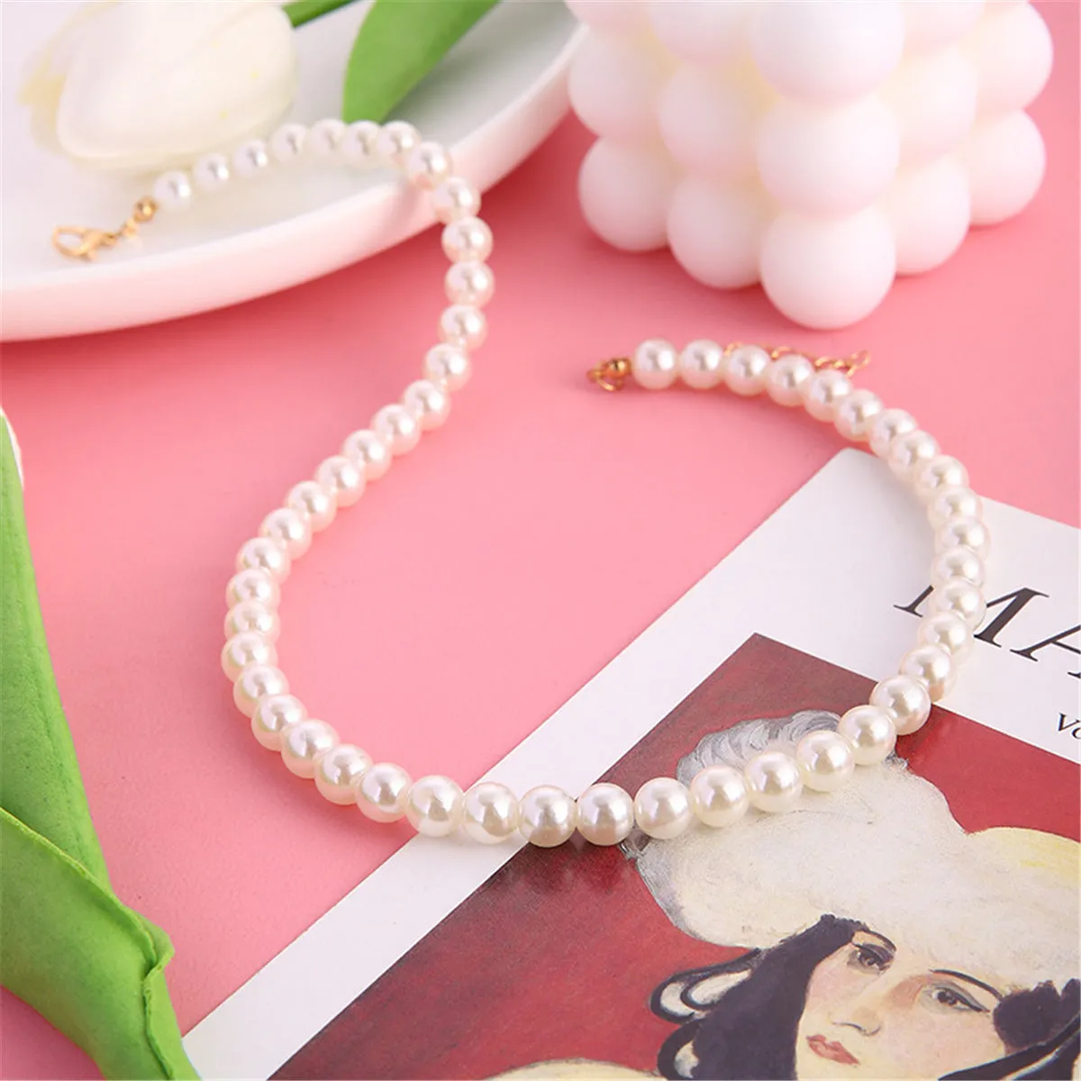 Pearl & 18K Gold-Plated 8MM Choker Necklace