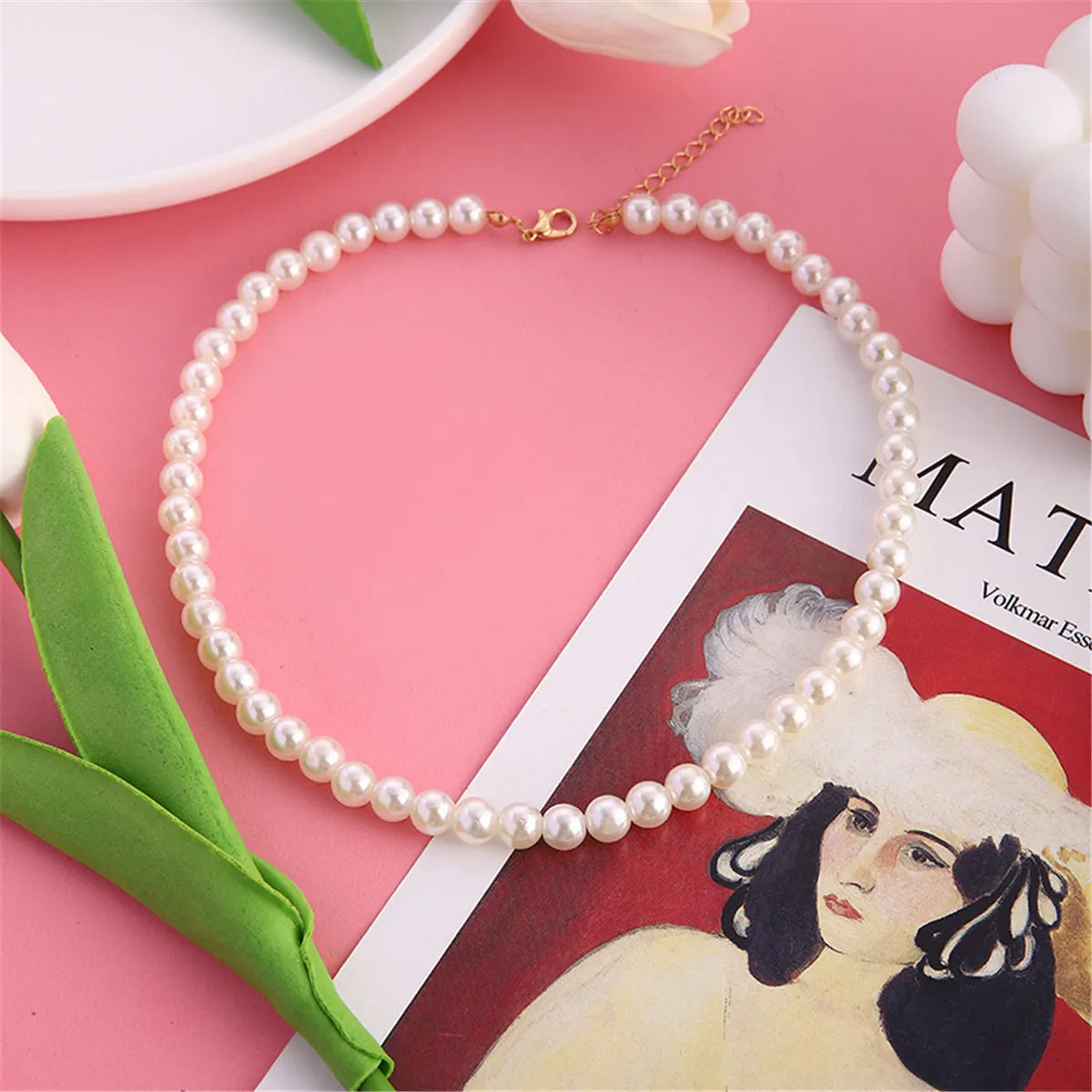 Pearl & 18K Gold-Plated 8MM Choker Necklace