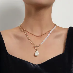Pearl & 18K Gold-Plated Baroque Toggle Necklace Set