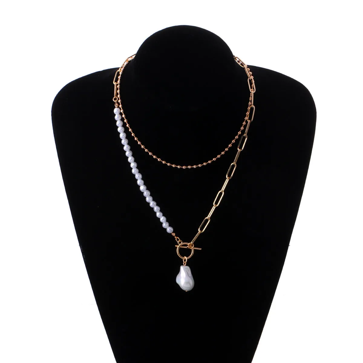 Pearl & 18K Gold-Plated Baroque Toggle Necklace Set