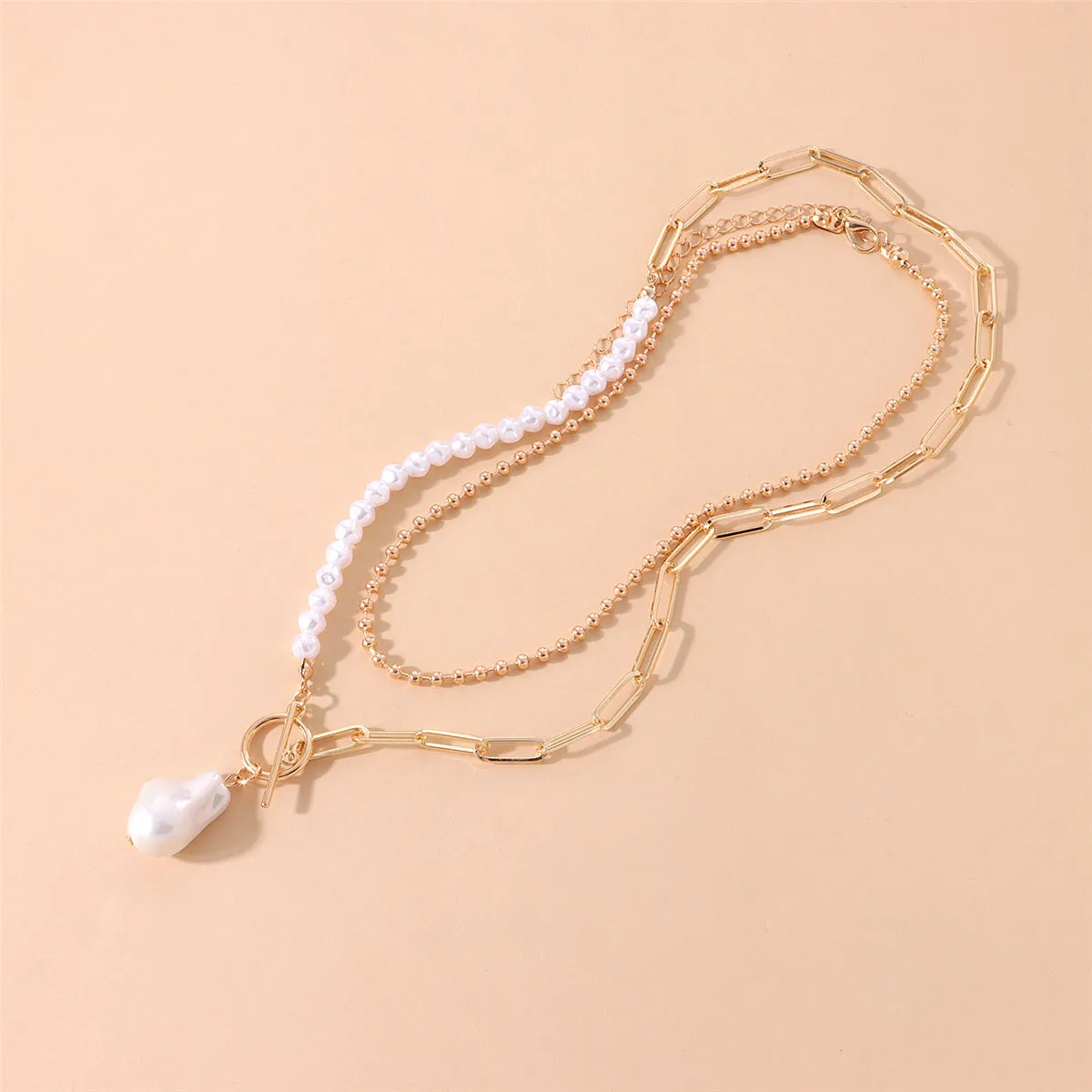 Pearl & 18K Gold-Plated Baroque Toggle Necklace Set