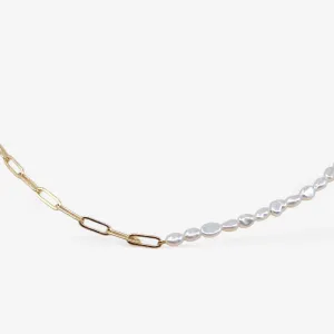 Pearl & Paperclip Chain Necklace