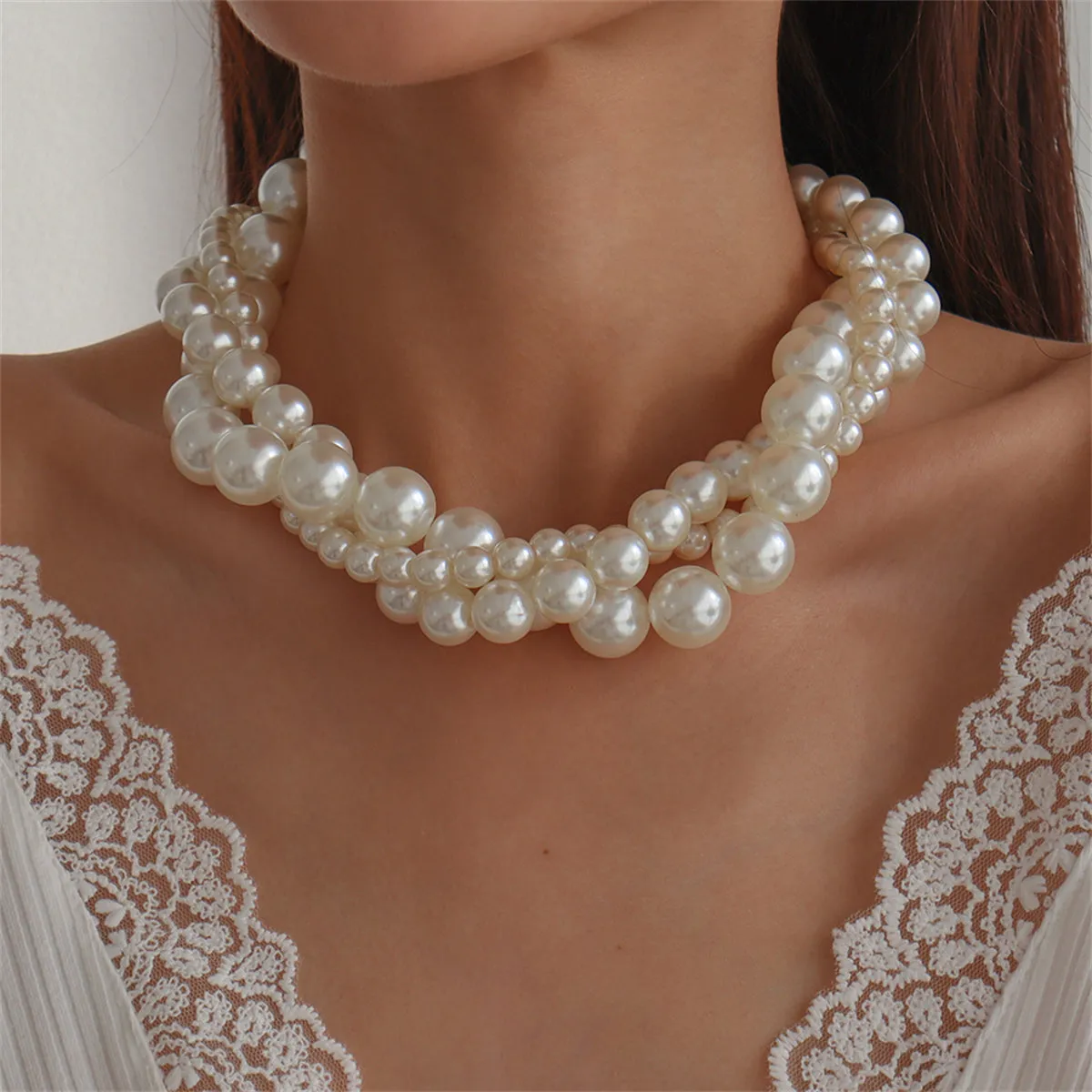 Pearl & Silver-Plated Interlocked Necklace