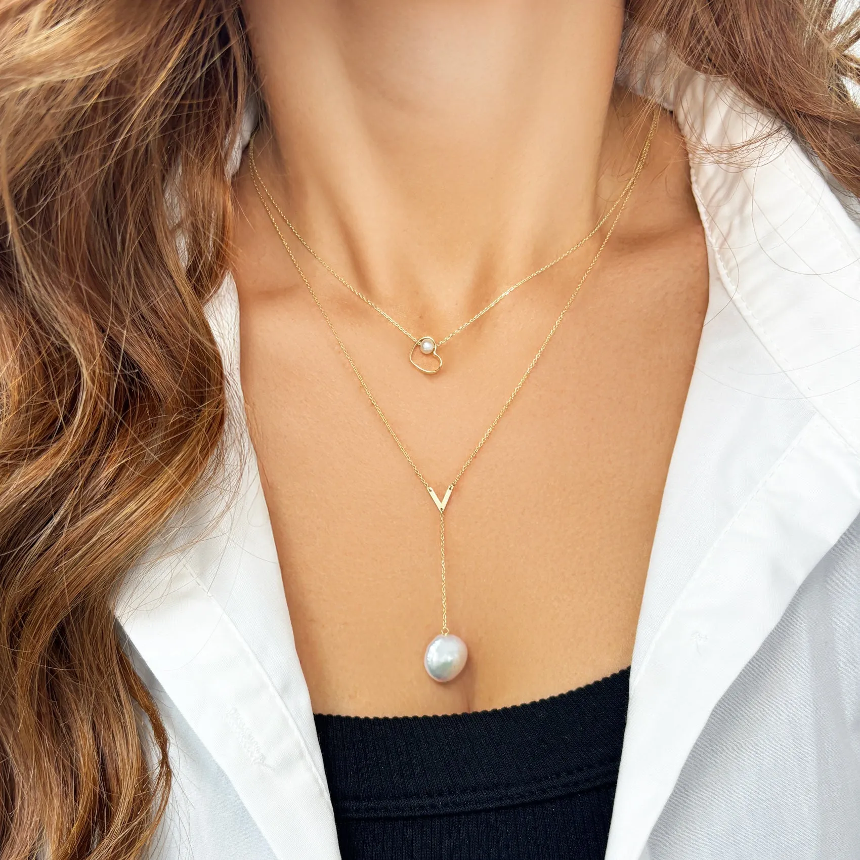 Pearl Open Heart Necklace