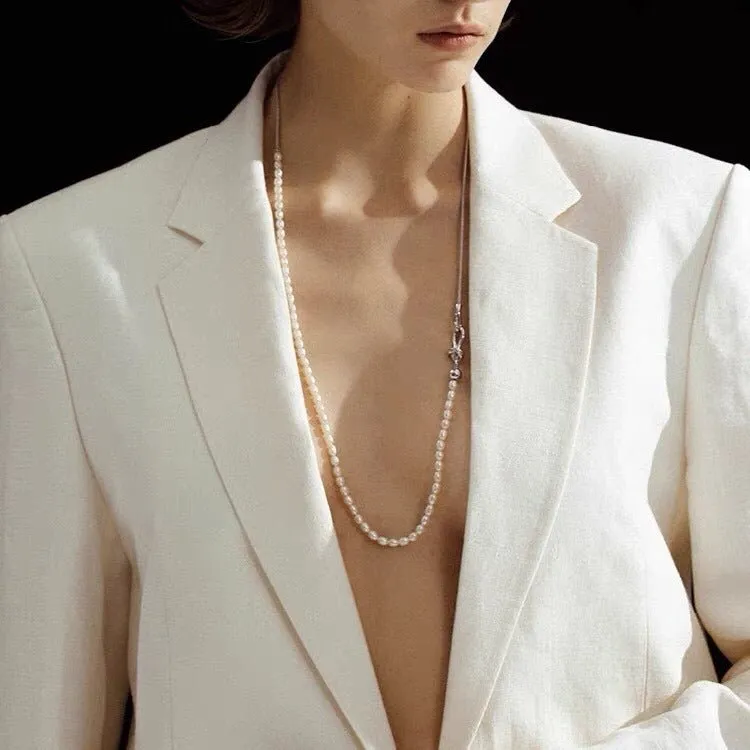 Pearl Splicing Chain Multilayer Long Necklace Sweater Chain