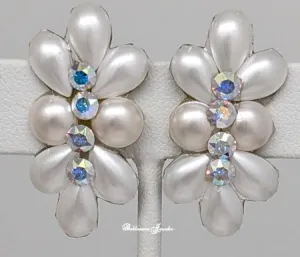 Pearl with AB Austrian crystal accents earring