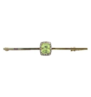 Peridot and rose-cut diamond brooch