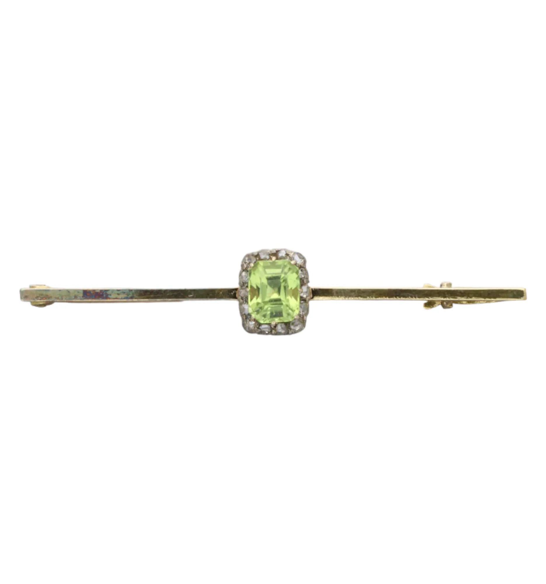 Peridot and rose-cut diamond brooch
