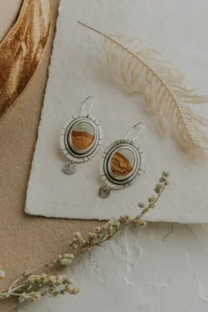 Picture Jasper   Silver Dot Statement Earrings
