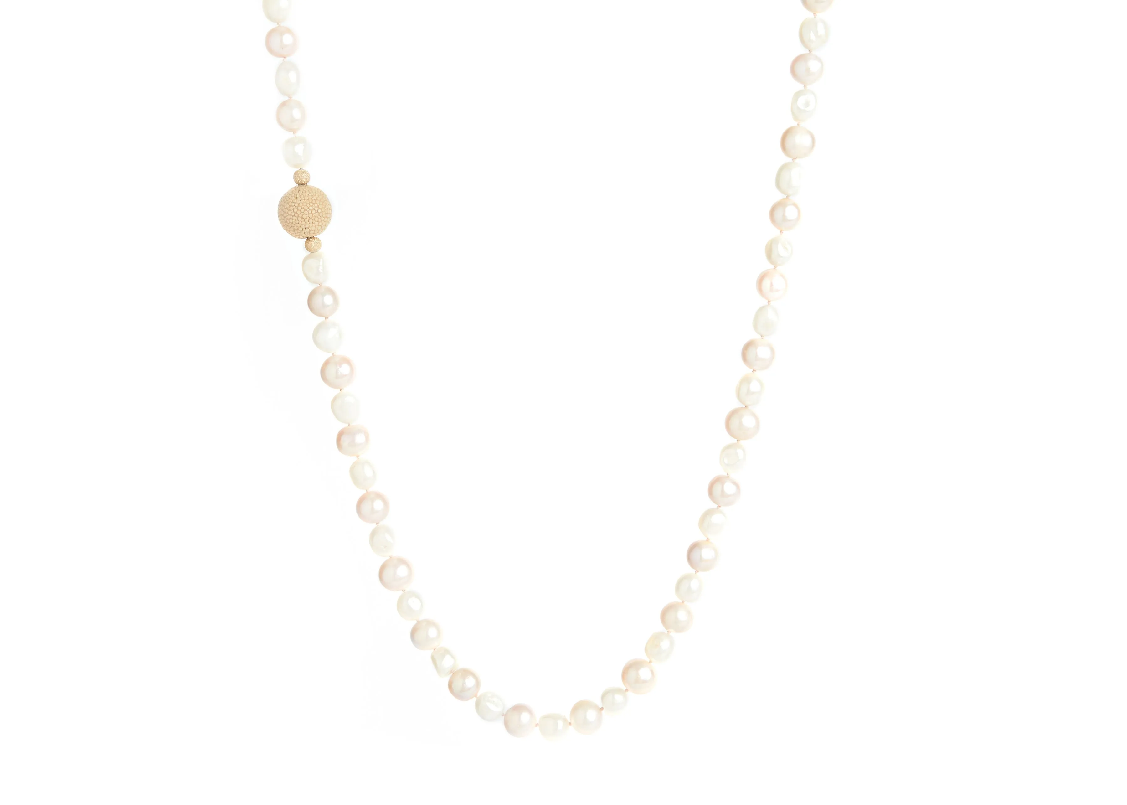 Pink & White Pearl with Stingray Charm Necklace