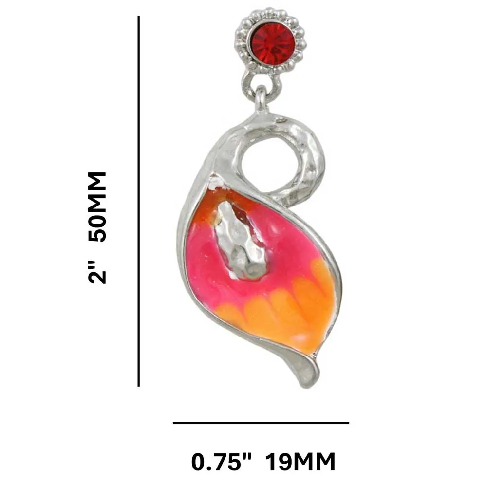 Pink and Orange Enamel and Crystal Calla Lily Earring - RSN517E