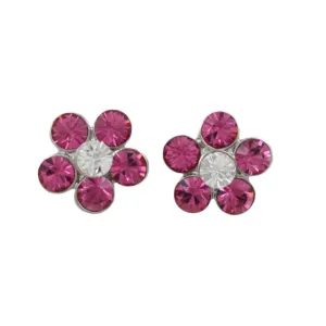 Pink Crystal Daisy Stud Pierced Earring - PRL984EPK