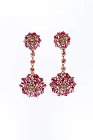 Pinks Crystal Flower Burst Drop Earrings