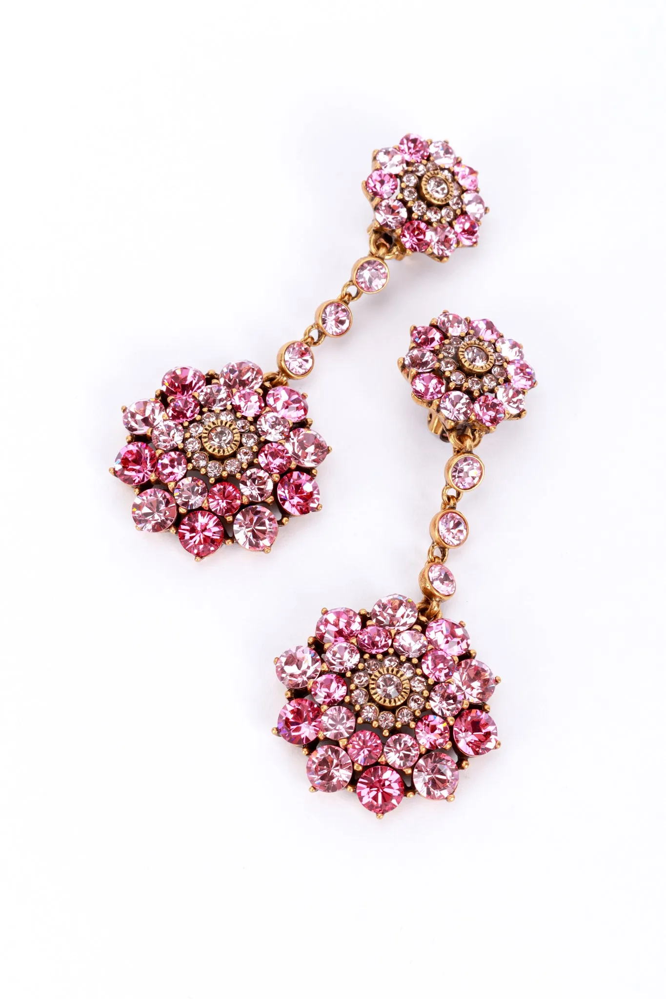 Pinks Crystal Flower Burst Drop Earrings