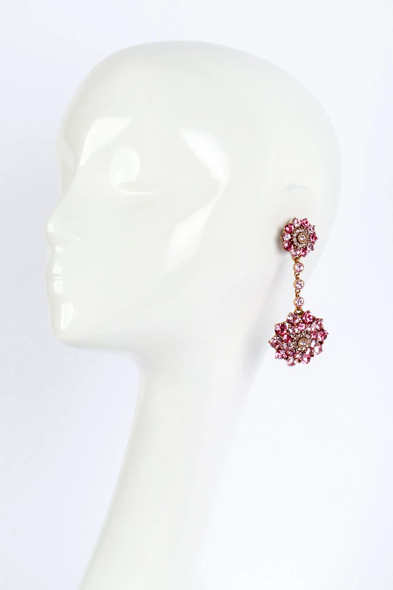 Pinks Crystal Flower Burst Drop Earrings