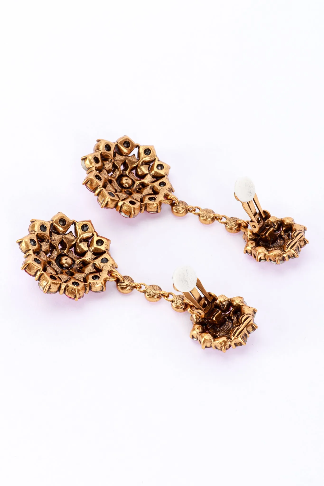 Pinks Crystal Flower Burst Drop Earrings