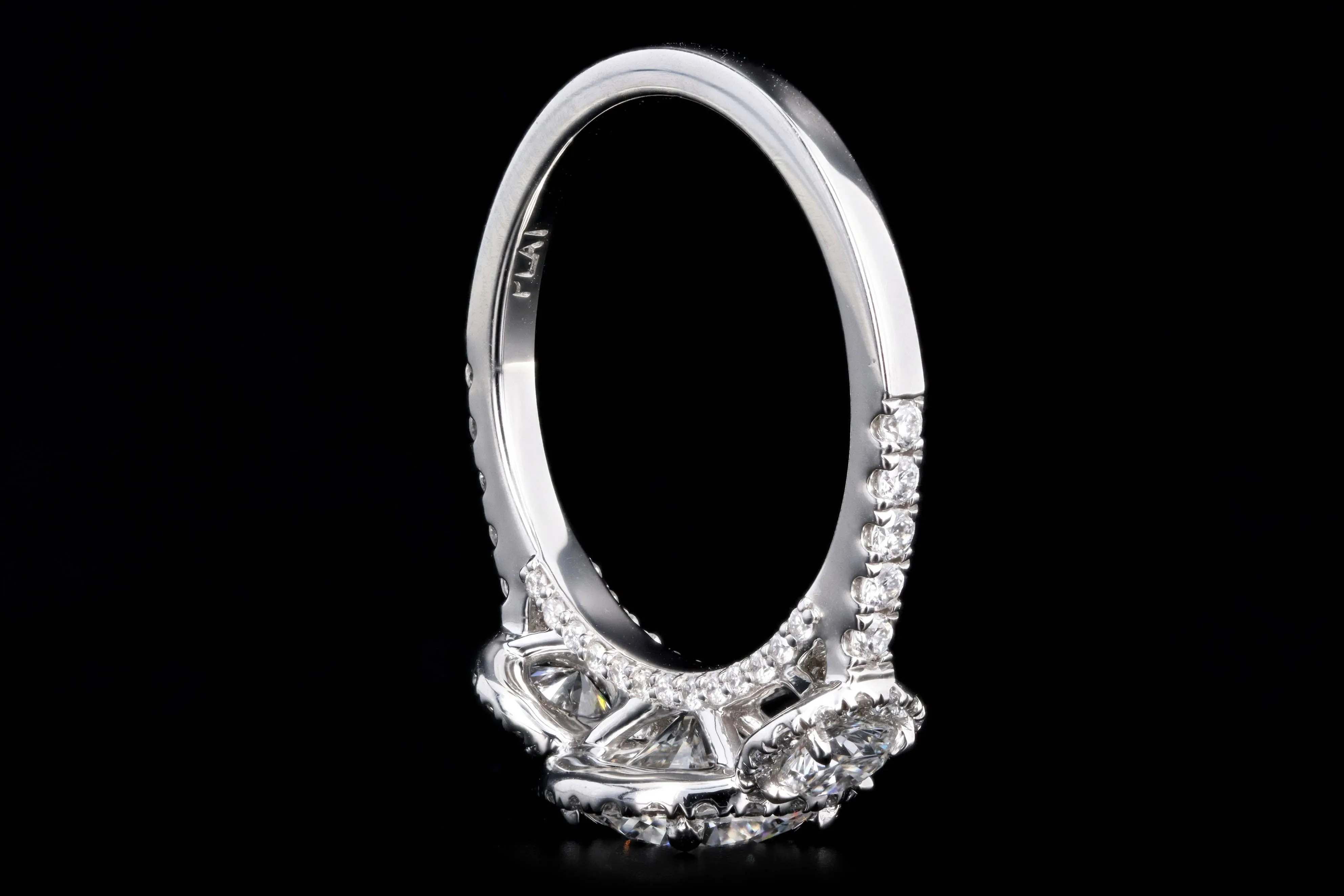 Platinum 1.20 Carat Round Brilliant Diamond Three Stone Halo Engagement Ring GIA Certified