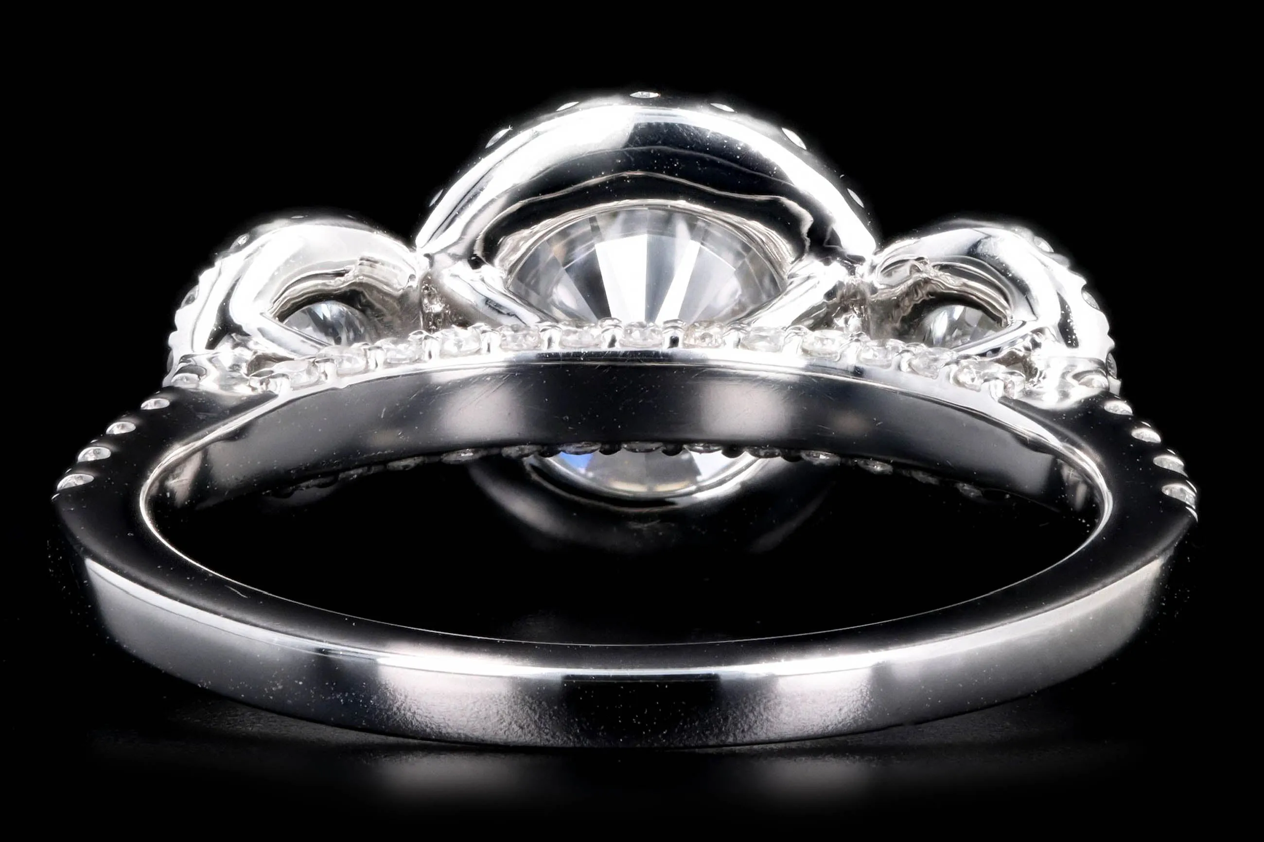 Platinum 1.20 Carat Round Brilliant Diamond Three Stone Halo Engagement Ring GIA Certified