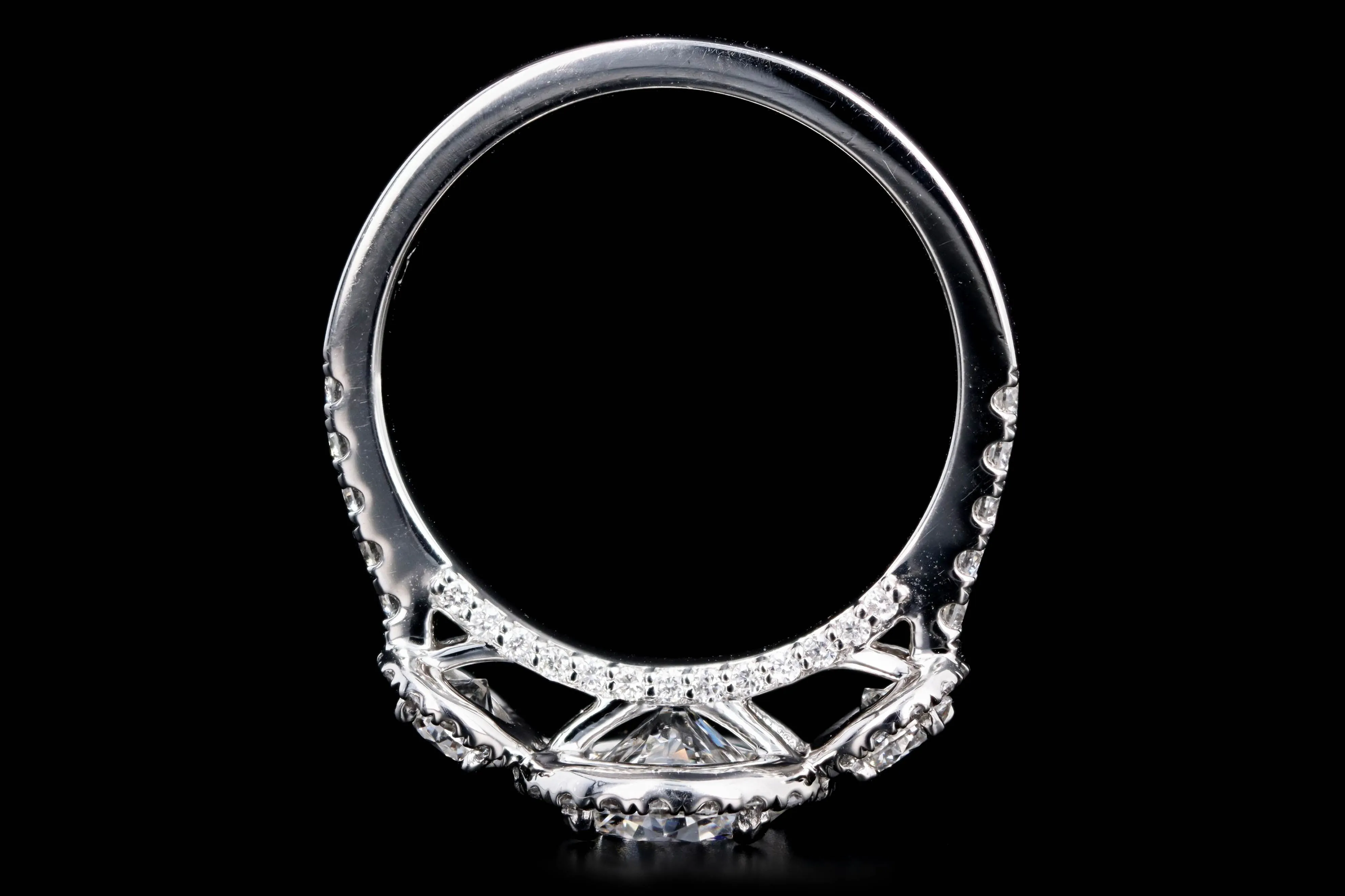 Platinum 1.20 Carat Round Brilliant Diamond Three Stone Halo Engagement Ring GIA Certified