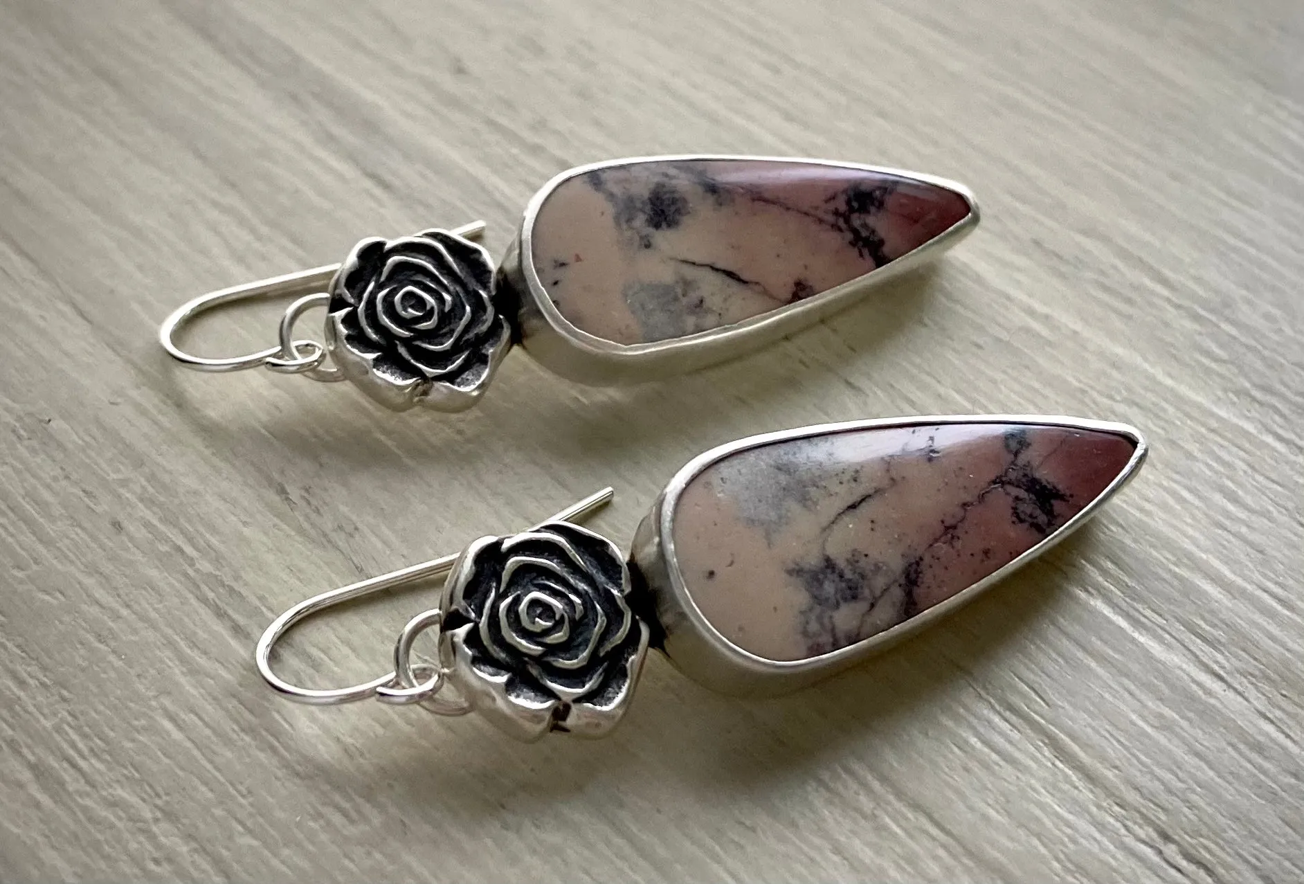 Porcelain Jasper Rosebud Earrings