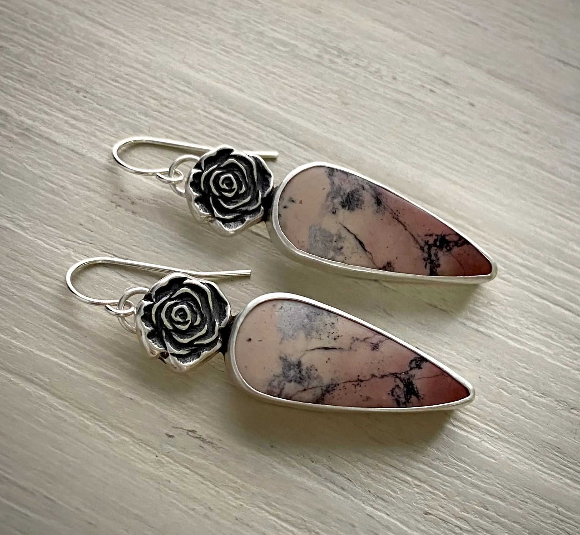Porcelain Jasper Rosebud Earrings