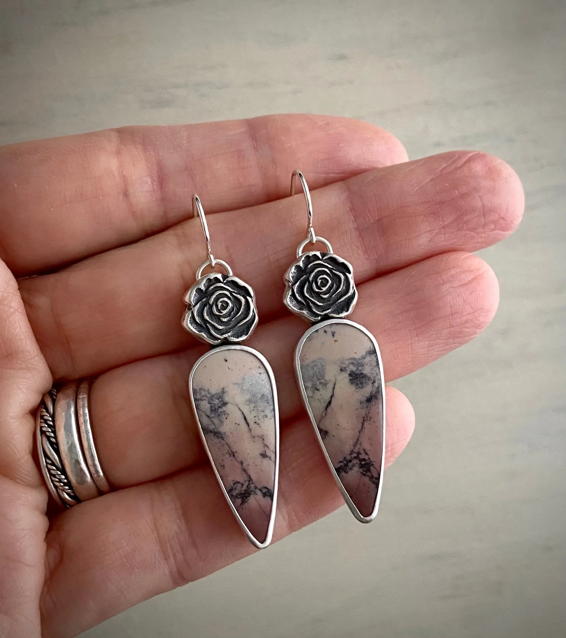 Porcelain Jasper Rosebud Earrings