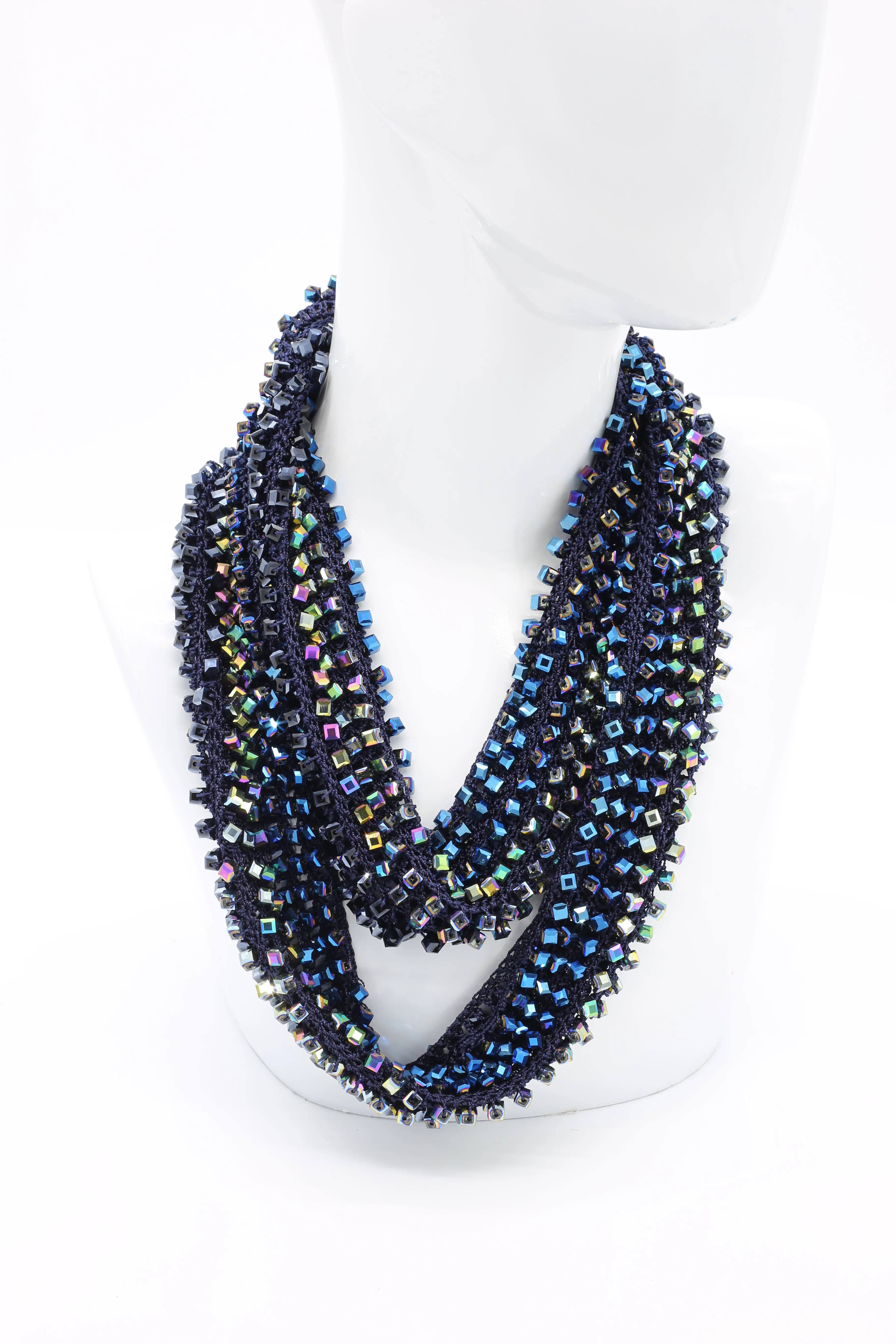 PRE-ORDER: Diana Hand-crocheted Crystal Hat & Infinity Necklace & Earrings Set - Winter Multi